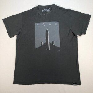 Ames Bros T Shirt‎ Men's L Gray Airplane Graphic Print 100% Cotton Monotone
